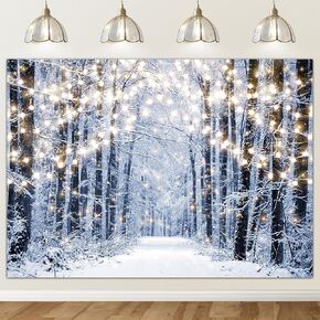 Avezano Winter Backdrop for Photoshoot Snowy Forest Christmas Holidays Party Decorations Winter Landscape Photography Background for Kids New Year Portrait Photo Booth Props(7x5ft)