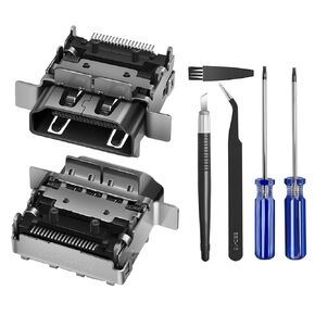 2 Pack for Xbox One S Console HDMI Port Replacement Display Socket Jack Connector Replacement with Repair Tool Kit