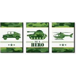 Big Dot of Happiness Camo Hero - Army Military Camouflage Nursery Wall Art and Kids Room Decorations - Gift Ideas - 7.5 x 10 inches - Set of 3 Prints