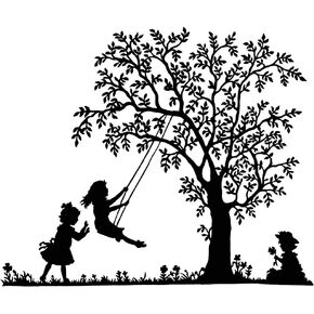 Home Find Kid Wall Decals Children Playing on a Swing Under The Tree Decoration Peel and Stick Removable Stickers DIY Art Murals for Girls Baby Rooms Home Decor 18.9 inches x 15.7 inches