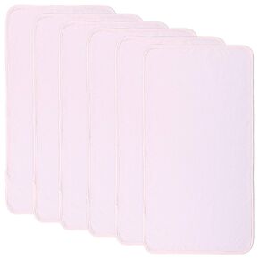 6PK Extra Large Quilted Changing Pad Liners Waterproof, Cotton Ultra Soft Changing Table Cover Liners, 28" x 15" Washable Reusable Changing Mats Protector, 6 Pack Set, Light Pink