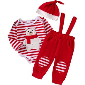 Baby Boy Christmas Outfit Newborn Boy Clothes Long Sleeve Romper Pants Hat Infant Fall Winter Clothing Set