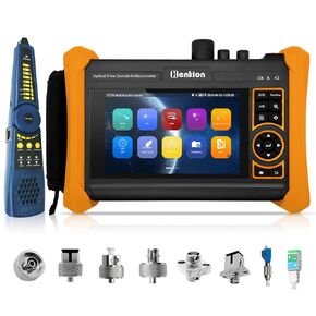 Henkion OTDR Fiber Optic Tester 1310/1550nm 34/32dB Auto/Expert Fiber Test Event Map LS OPM VFL OLS Cable Test Network Tools 5.4" IPS Touch Screen 1920x1152 Resolution WiFi 8 Styles of Connectors