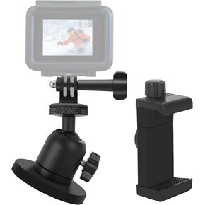 Magnetic Camera Mounting Base 60LB Powerful Magnet Tripod with 1/4" Ball Head Compatible with Gopro Hero 13/12/11/10/9/8/7/6 Insta 360 x4/x3/One/XS/Go2/3 Action Camera and Cellphone