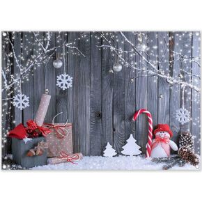 ZTHMOE Fabric 10x8ft Christmas Photography Backdrop Winter Rustic Wood Background Xmas Tree Snow Wall Santa Gift Party Decoration Holiday Photo Banner Props