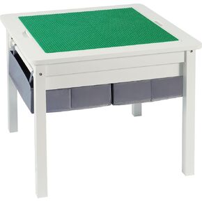 Elevon 2-in-1 Kids Construction Play Table Only, Wooden Building Desk w/Storage Drawers, Play Table Built in Plate Compatible with Bricks, for Building Block, Gaming, Drawing, Crafts