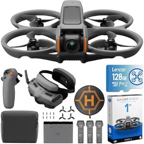 مجموعة DJI Avata 2 Fly More (3 بطاريات) طائرة بدون طيار FPV مع حزمة كاميرا 4K مع خطة حماية لمدة عام واحد من DJI Care Refresh، وبطاقة ذاكرة 128 جيجابايت ووسادة هبوط Deco Gear in Kuwait
