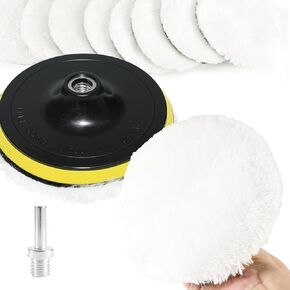 8 Pcs 6 Inch Wool Polishing Buffing Pad Polishing Buffing Wheel for Drill Buffer Attachment with M14 Drill Adapter