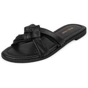 Women Dressy Sandals Strappy Knotted Slide Sandals Cute Comfy Open Toe Slip On Sandals