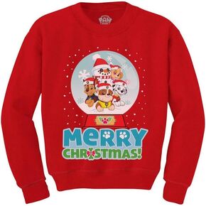 Paw Patrol Sweatshirt Toddler Kids Chase Rubble Ugly Christmas Sweater Style 4T Red