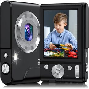 Digital Camera, 1080P 48MP Autofocus Digital Camera for Kids with 32GB Memory Card, 2 Batteries, 16X Digital Zoom, Compact Small Point and Shoot Camera for Boys Girls Teens Children Beginner,Pink