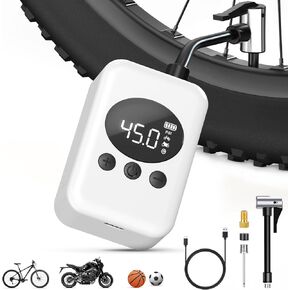 Mini Bike Pump, 150 PSI Portable Electric Bike Air Pump with Gauge, Presta and Schrader Valve, Auto Shut-Off Type-C Rechargeable Tiny Tire Inflator for Bicycle, Motorcycle and Ball