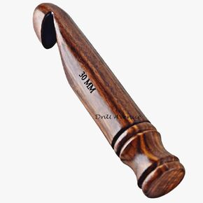 Wooden Ergonomic Crochet Hooks Set of 3 Hooks, Size 30 MM, 25 MM & 20 MM Handmade Crochet Hooks for Arthritic Hands Sustainable and Lightweight Crochet Tools Sheesham Wood (Combo of 3)
