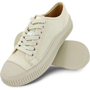 Low Top Fashion Canvas Sneakers for Women, Lace up Casual Walking Shoes