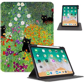 Rotating iPad 10.9 /Air 11 inch Case for iPad Air 5th/4th Generation 2022/2020,360 Degree Rotating Multi-Angle View Stand Cover with Pencil Holder for iPad Pro 11"/iPad Air 4 & 5, Flowers