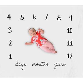 Baby Milestone Blanket Month to Month Photography Props - Extra Large 52 x 47 inch Monthly Age Blankets Create Personalized Photos for Each Month