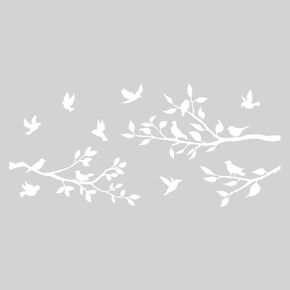 SUPERDANT Bird Wall Sticker White Branches Wall Decal Removable DIY Vinyl Mural Art Wallpaper Decor for Kids Bedroom Nursery Classroom 70×32 CM Wall Sticker Vinyl Transfer