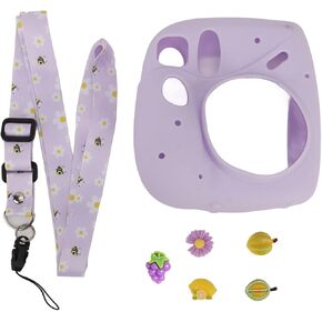Yoidesu For Instax Mini 7 Plus Camera Silicone Case, Instant Camera Soft Silicone Protective Cover with Adjustable Shoulder Strap ( Fruit)