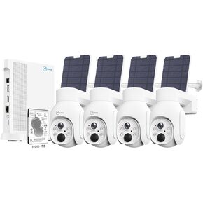 Movols 4MP Solar Security Camera System 4PCS Wireless PTZ Cameras with 10CH 4K NVR Surveillance System Built in HDD 1T,Color Night Vision, Motion Alert, Two-Way Audio,IP66 Home Surveillance Nvr Kit