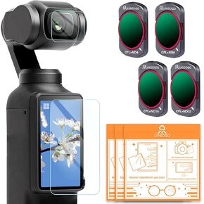 ND/PL Filter Set Compatible with DJI Osmo Pocket 3, 4 Pack Magnetic ND4/PL+ND8/PL+ND16/PL+ND32/PL Protection Polarizer Neutral Density Filters, Multi Coated HD Optical Glass