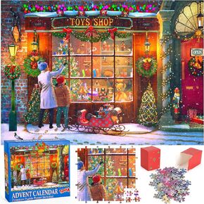 Advent Calendar 2024 Christmas Puzzle for Adults, 1008 Pieces, Countdown to Christmas Calendar, Vintage Jigsaw Puzzle for Adults Teens Kids Jigsaw Puzzles