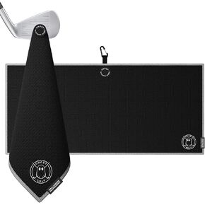 Ghost Golf Magnetic Towel (Caddie) - Premium Ultra-Absorbent Microfiber Golf Towel with Magnet for Golf Carts or Clubs - 18" x 40" Golfing Gear - Waffle Weave Pattern (Hot Pink)