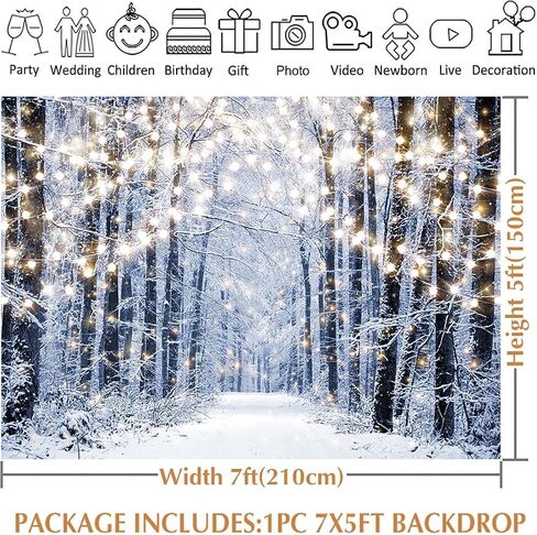 Avezano Winter Backdrop for Photoshoot Snowy Forest Christmas Holidays Party Decorations Winter Landscape Photography Background for Kids New Year Portrait Photo Booth Props(7x5ft) in Saudi Arabia