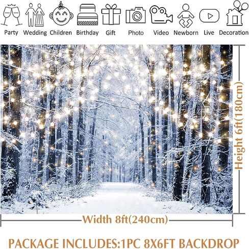 Avezano Winter Backdrop for Photoshoot Snowy Forest Christmas Holidays Party Decorations Winter Landscape Photography Background for Kids New Year Portrait Photo Booth Props(7x5ft) in Saudi Arabia