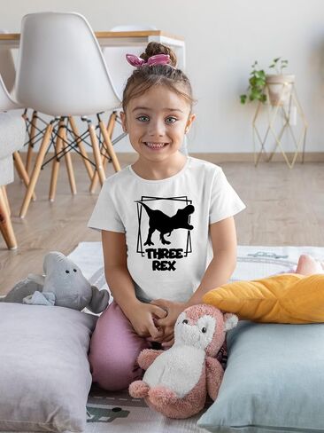 Three Rex - Toddler Clothes - 3 Years Old Birthday Tshirt Funny Outfit Cute Dinosaur Shirt in Saudi Arabia