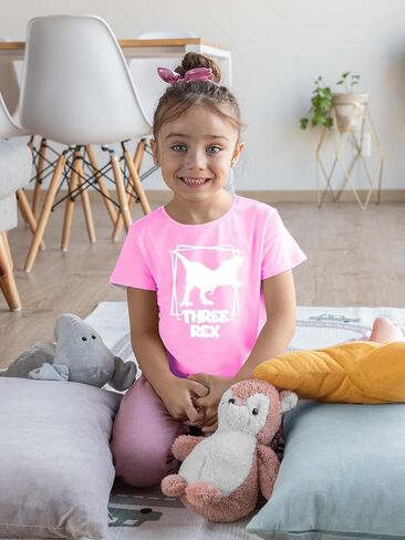 Three Rex - Toddler Clothes - 3 Years Old Birthday Tshirt Funny Outfit Cute Dinosaur Shirt in Saudi Arabia