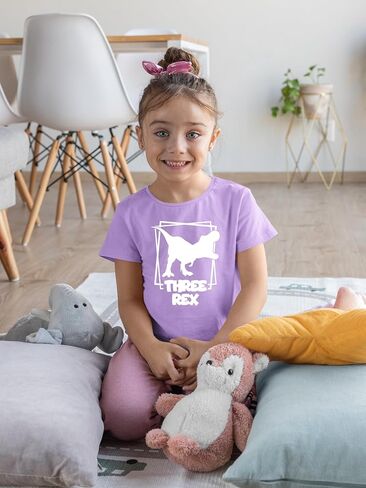 Three Rex - Toddler Clothes - 3 Years Old Birthday Tshirt Funny Outfit Cute Dinosaur Shirt in Saudi Arabia