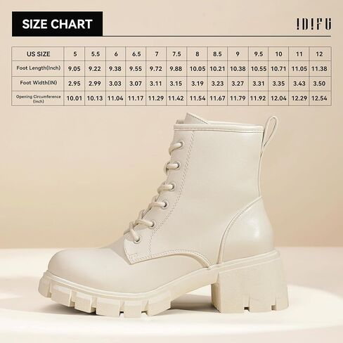 IDIFU IN2 أحذية القتال النسائية أحذية الكاحل كعب منخفض أزياء مكتنزة قصيرة منصة اللباس أحذية للنساء جولة اصبع القدم الدانتيل يصل الأحذية السيدات مريحة العمل العروة الوحيد الأحذية - تخفيف جميع الأربطة أولا in Kuwait