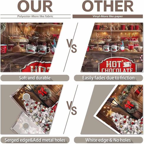 ZTHMOE Fabric 7x5ft Christmas Hot Cocoa Bar Photography Backdrop Wooden Candy Shop Xmas Tree Background Winter Holiday Party Decoration Photo Booth Banner in Saudi Arabia