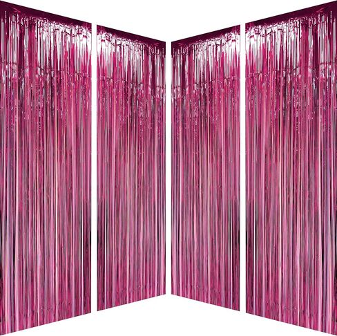Burgundy Bachelorette Party Tinsel Foil Fringe Curtains - Wedding Bridal Shower Women Birthday Graduation Valentines Mothers Day Party Photo Booth Props Backdrops Decorations, 4pc in Saudi Arabia