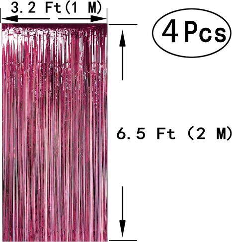 Burgundy Bachelorette Party Tinsel Foil Fringe Curtains - Wedding Bridal Shower Women Birthday Graduation Valentines Mothers Day Party Photo Booth Props Backdrops Decorations, 4pc in Saudi Arabia