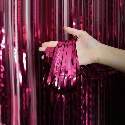 Burgundy Bachelorette Party Tinsel Foil Fringe Curtains - Wedding Bridal Shower Women Birthday Graduation Valentines Mothers Day Party Photo Booth Props Backdrops Decorations, 4pc in Saudi Arabia