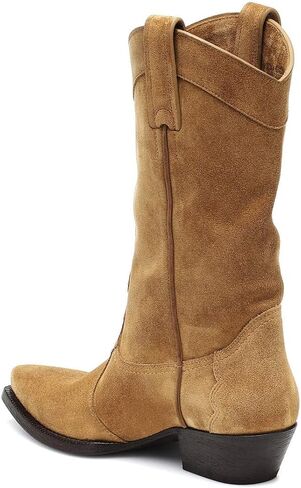 YIYA Western Suede Cowboy Boots Women's Classic Pointed Toe Cowgirl Boot Female Mid-Calf Booties for Women in Kuwait