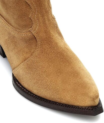 YIYA Western Suede Cowboy Boots Women's Classic Pointed Toe Cowgirl Boot Female Mid-Calf Booties for Women in Kuwait