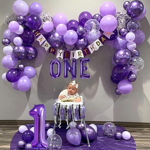 Purple Balloons Purple Confetti Balloon Set, 60Pcs 12Inch Metallic Chrome Purple Balloons Lavender Lilac Balloons Dark Purple Latex Balloons for Birthday Wedding Baby Shower Party Decoration in Saudi Arabia