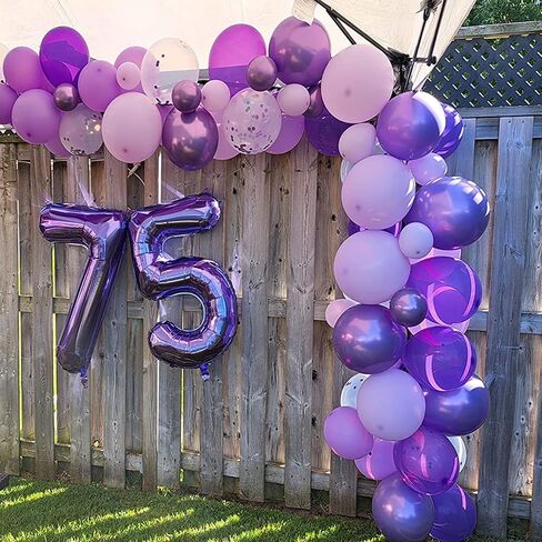 Purple Balloons Purple Confetti Balloon Set, 60Pcs 12Inch Metallic Chrome Purple Balloons Lavender Lilac Balloons Dark Purple Latex Balloons for Birthday Wedding Baby Shower Party Decoration in Saudi Arabia