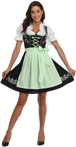 Oktoberfest Costumes Dirndl Dresses Women Bavarian Traditional Outfits Maid Plaid Apron Beer Carnival Halloween in Saudi Arabia