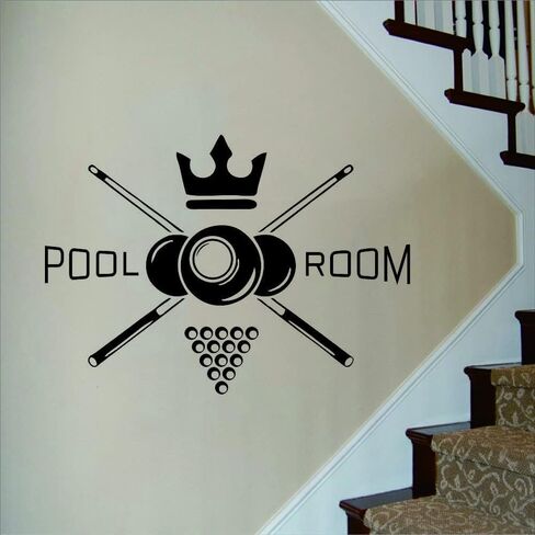 Sports Pool Room Logo Wall Decor Sticker Play Billiards Living Room Wall Decal Art Vinyl Removable Wall Mural for Kids Teenages Bedroom Walllpaper AFN90 (Black) in Saudi Arabia