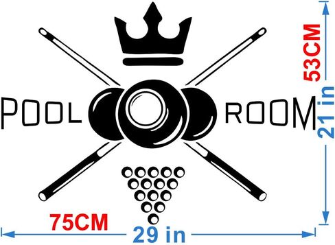 Sports Pool Room Logo Wall Decor Sticker Play Billiards Living Room Wall Decal Art Vinyl Removable Wall Mural for Kids Teenages Bedroom Walllpaper AFN90 (Black) in Saudi Arabia