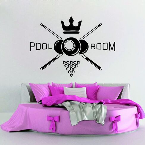 Sports Pool Room Logo Wall Decor Sticker Play Billiards Living Room Wall Decal Art Vinyl Removable Wall Mural for Kids Teenages Bedroom Walllpaper AFN90 (Black) in Saudi Arabia
