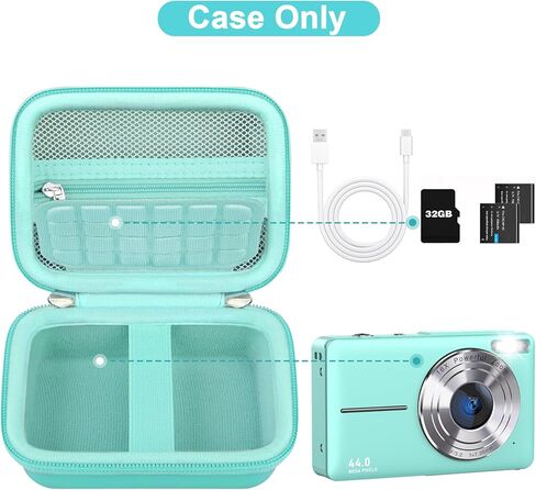 Canboc Digital Camera Case for CAMKORY/Qumcou/Lecran FHD 1080P Compact Portable Digital Camera, Point and Shoot Camera Bag, Zipper Mesh Pocket fit Cable, Batteries, Purple (Case Only) in Kuwait