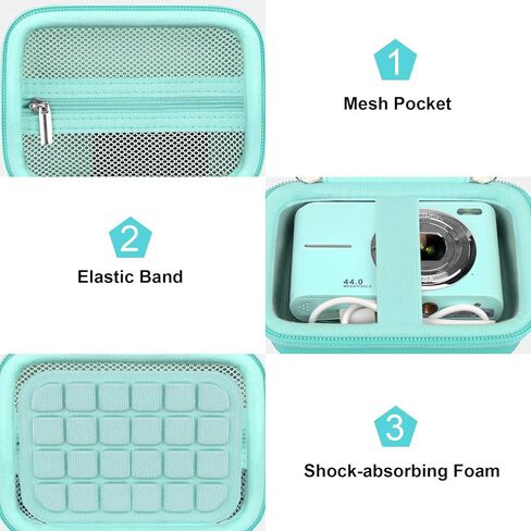 Canboc Digital Camera Case for CAMKORY/Qumcou/Lecran FHD 1080P Compact Portable Digital Camera, Point and Shoot Camera Bag, Zipper Mesh Pocket fit Cable, Batteries, Purple (Case Only) in Kuwait