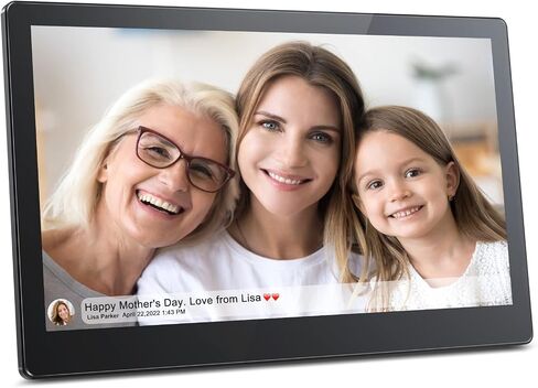 إطار رقمي Frameo WiFi 15.6، MARVUE Vision 15 WiFi إطار صورة رقمي إلكتروني ذكي بشاشة تعمل باللمس إطار كبير وتخزين 16 جيجابايت، إعداد سهل لمشاركة الفيديو والصور من الهاتف in Saudi Arabia