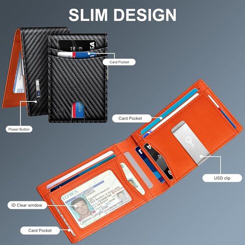Fashion Slim Wallets for Men with Money Clip Mens Wallet Front Pocket Bifold Wallet Thin Credit Card Holder with Gift Box in Saudi Arabia