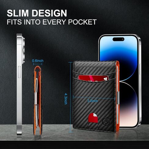 Fashion Slim Wallets for Men with Money Clip Mens Wallet Front Pocket Bifold Wallet Thin Credit Card Holder with Gift Box in Saudi Arabia