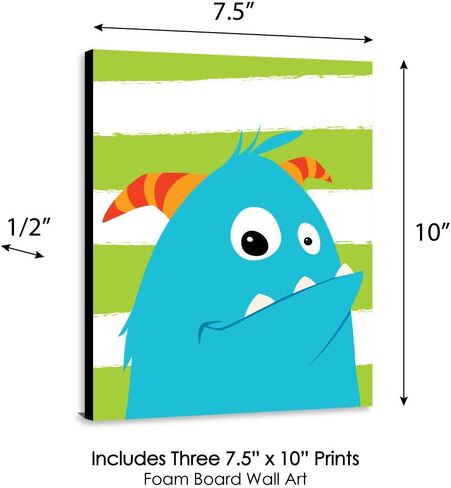 Big Dot of Happiness Monster Bash - أعمال فنية جدارية لغرف الأطفال وديكورات غرف الأطفال - أفكار للهدايا - 7.5 × 10 بوصات - مجموعة من 3 مطبوعات in Kuwait